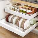 Seinloes 2 Pack Pull out Cabinet Organizer 21"Deep With Raising Pad for Framed Cabinets, Expandable Slide out Drawers for Kitchen Cabinets with 4pcs Divider Racks, Roll out Shelves 12.1"-20.4" W White