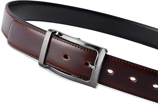 Bremorou Reversible Belt Men 1 Piece  1.25" Leather Dress Belt  Trim to Fit for Elegant Style