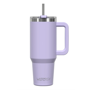 40 oz Tumbler with Handle,Tumbler with Straw,Double Wall Insulated Cup Stainless Steel Travel Mug(Cold for 34 Hours),Water Bottle for Iced Tea,Coffee,Cold Beverages(Purple)