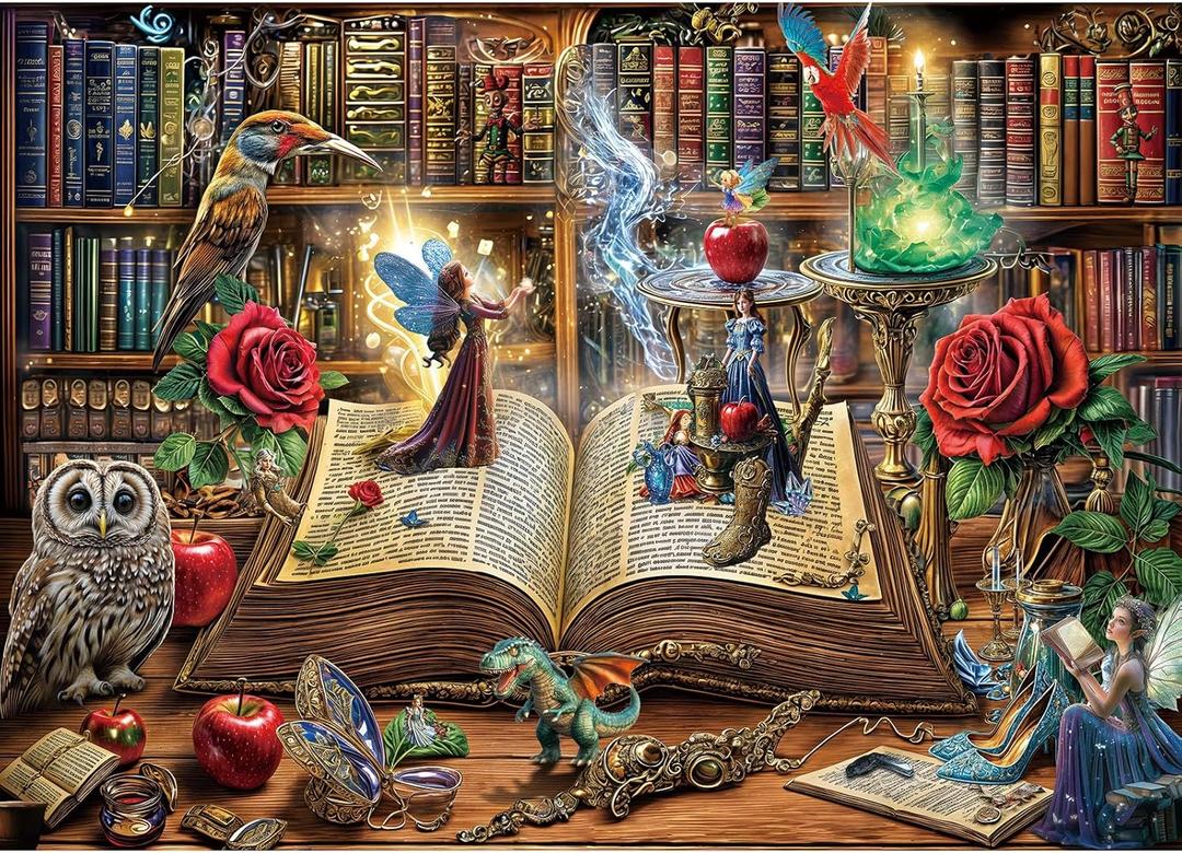 Magic Book Jigsaw Puzzles, 1000 Piece Puzzle for Adults, Family Puzzles Game, Fun Relaxing Challenging, Interlock Perfectly No Dust, Home Wall Decor, Gift for Valentine Friends Parents Kids