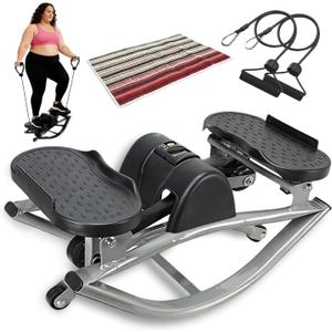 Rock Stepper, Side to Side Exercise Machine, U-Shaped Rock Stepper Machine, Step Rocker Exercise with Uses Silent Technology, Digital Display and Anti-Slip Mat for Home Workout (Gray)