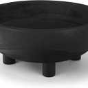 Wooden Decorative Bowl | 11" Large Wood Fruit Bowl for Kitchen Counter | Key Bowl for Entryway Table, Table Centerpieces, Shelf, Coffee Table | Natural Organic Paulownia Wood Bowl with Base | Black