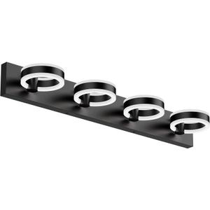 LED Bathroom Light Fixtures, 33inch Black Vanity Lights, Modern 4 Light Acrylic Wall Sconces, 350 Rotatable Wall Lighting Fixture Over Mirror