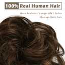 BARSDAR 100% Human Hair Bun Extension - Real Human Hair Brown Messy Bun Scrunchie for Women - Elastic Wavy Darker Brown Updo Extensions Thick Soft Fluffy Natural Looking Chignons Hairpieces Daily