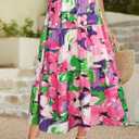 POPZONE Women Maxi Skirt Floral Boho Tiered Fall Summer Flowy Skirts Casual High Waist Long Skirts for Women (S)