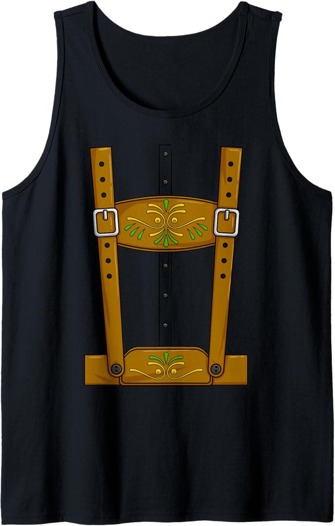Lederhosen Costume Oktoberfest German Festival Lederhosen Tank Top, Small