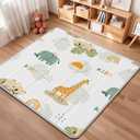 Foldable Baby Play Mat, PIGLOG 50x50 Playpen Mat, Waterproof Playmats for Babies and Toddlers Kids, Safe Foam Playmat for Tummy Time, Reversible Portable Baby Floor Mat for Infant, Giraffe + Elephant