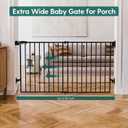 Babelio 31.5-55" No Bottom Bar Baby Gate Extra Wide, 2-in-1 Auto Close Dog Gate for The House, Stairs and Doorways, with Large Walk Thru Door, Black