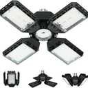 LED Garage Light,150W Deformable Garage Ceiling Lights,15000LM, 4 Adjustable Panels, E26/E27 Shop Lights for Basement, Barn, Workshop, High Bay Light