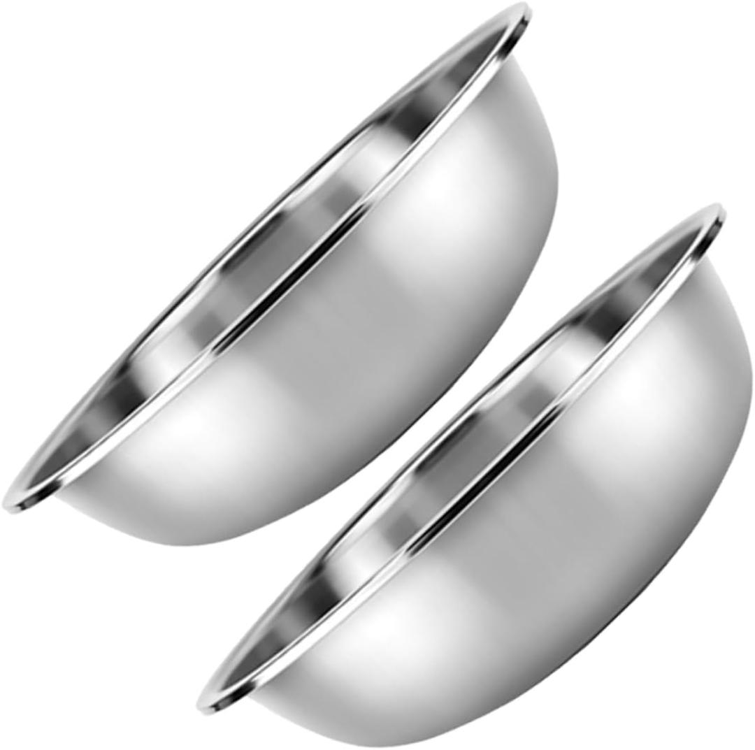 MERRYHAPY 2 Pcs Multi Functional Stainless Steel Basin Large Vegetable Washing and Mixing Bowls for Salad Fruits and Kitchen Use and Easy to Clean (30x30x8cm, Silver)