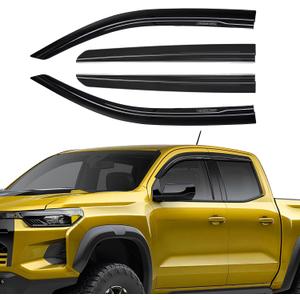 Rain Guards Fit for Chevy/Chevrolet Colorado Crew Cab 2023 2024 2025 2026, Durable Tape-On Side Window Wind Deflectors & Visors 2023-2026 GMC Canyon Crew Cab Rain Guard Black 4 PCS