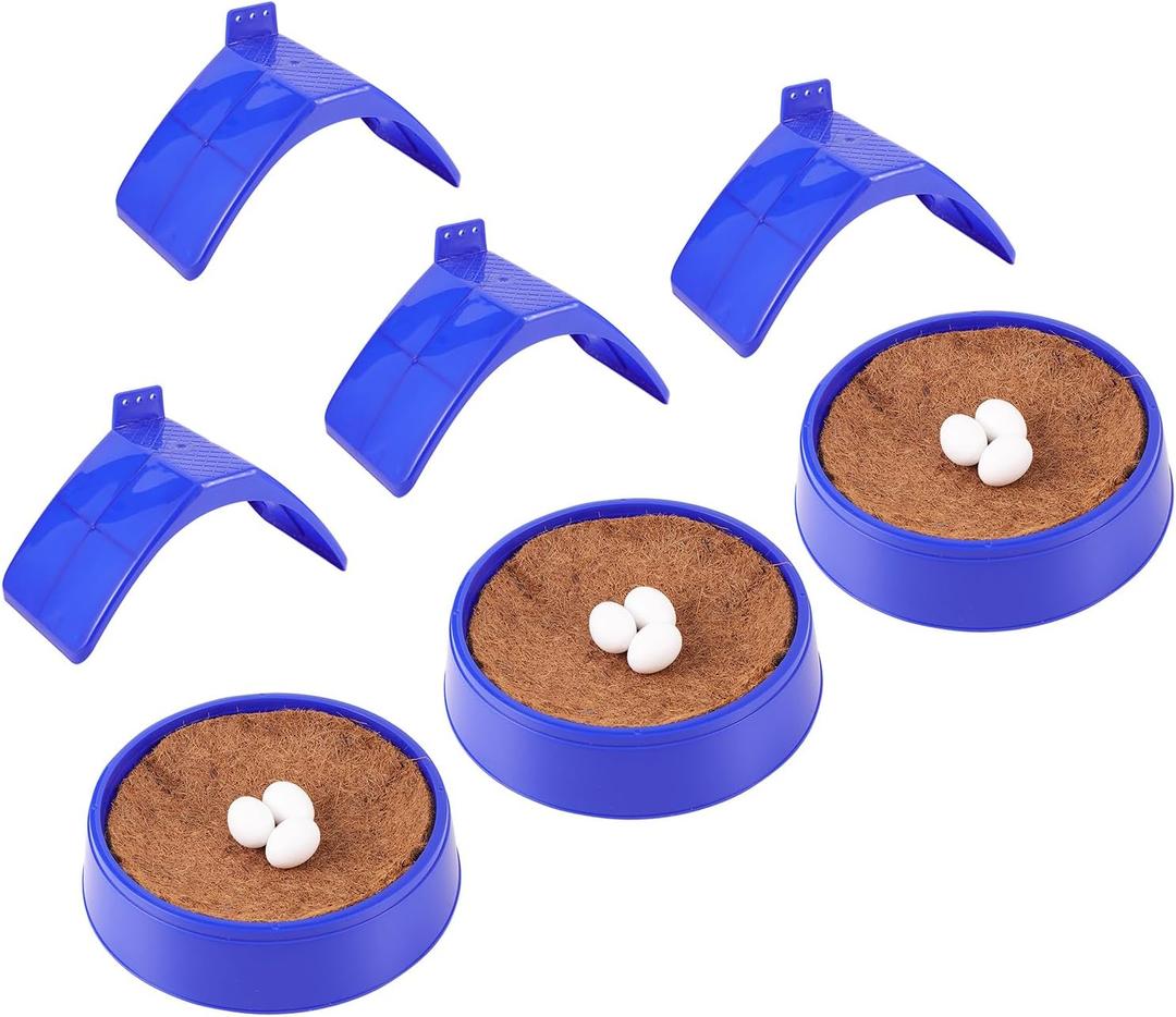 Pigeon Supplies Set,3Pcs Bird Breeding Nest Bird Eggs Mat,4 Pcs Pigeon Stand Dove Rest Stand,9 Pcs White Solid Plastic Eggs for All Kinds of Pet Nests