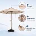9FT Patio Umbrella, Outdoor Table Umbrella with Rope Pulley Lift, 3 Adjustable Heights, Market Umbrellas for Backyard, Pool and Deck, UPF50+