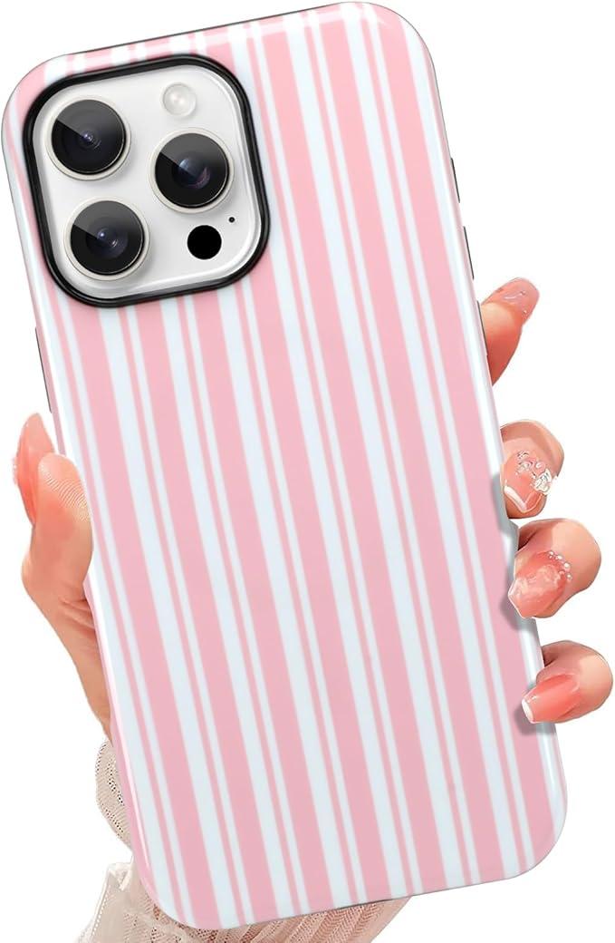 tharlet Compatible with iPhone 15 Pro Max Case, Compatible with MagSafe, Black Aesthetic Stripes Phone Case for Women Girls, Shockproof Anti Scratch 2 in 1 Protective Cover for iPhone 15 Pro Max