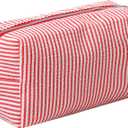 Makeup Bag Cosmetic Bag Travel Toiletry Bag Aesthetic Canvas Organizer Bag Zipper Pouch for Women (M-red)