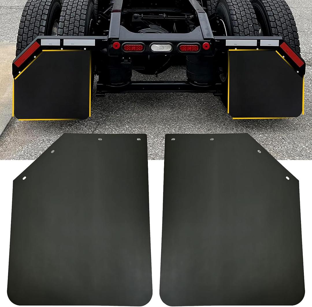 2 Pack 24 x 30 inch Black Polymer Mud Flaps Angled Fit for Semi Trucks Trailers