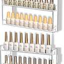 3 Layers Makeup Organizer Wall Mounted, Acrylic Invisible Floating Shelves with Anti-Slip Adhesive Backing, Sunglasses Display Rack, Nail Polish Storage, Clear (2 Pack)