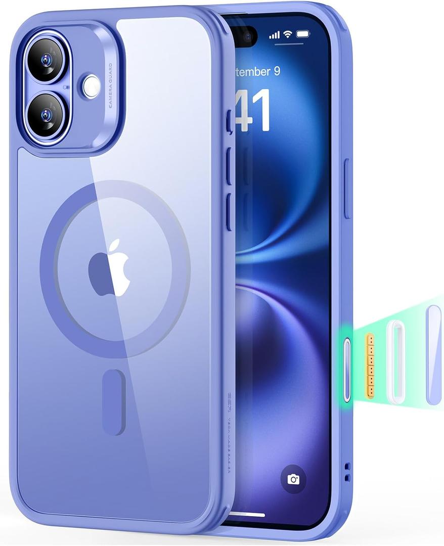 ESR for iPhone 16 Case, Camera Control Cover, Compatible with MagSafe, Shockproof Military-Grade Protection, Magnetic Phone Case for iPhone 16, Classic Hybrid Case, Clear Blue | Shockproof, Magnetic Phone Case