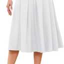 Girls Womens High Waist Pleated Long Skirt with Pockets (White, S)