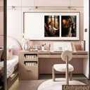 NCYEL 2Pcs Dark Academy Canvas Wall Art Painting Book Reading Print Vintage Style Drawing Gothic Poster Girl Street Scene Picture Library Study Bedroom Decor Literature Gallery 16x24 Inch Unframed (16"Wx24"H2)