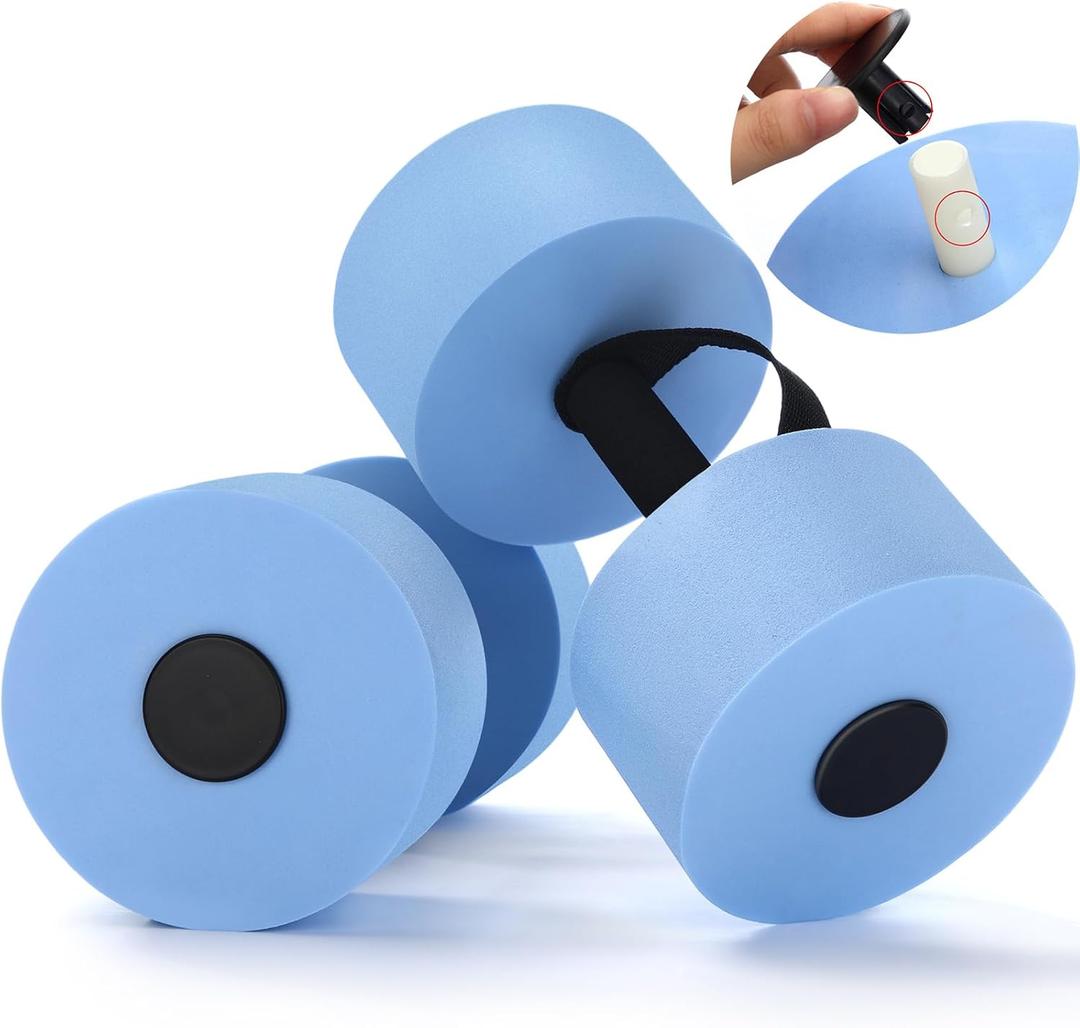 Soulchen Pool Exercise Equipment Water Dumbbells Pool Resistance Aerobic Weights EVA Foam Dumbbell with Handle Strip for Aqua Therapy Water Aerobics Weight Loss Fitness(Pale Blue,Medium)