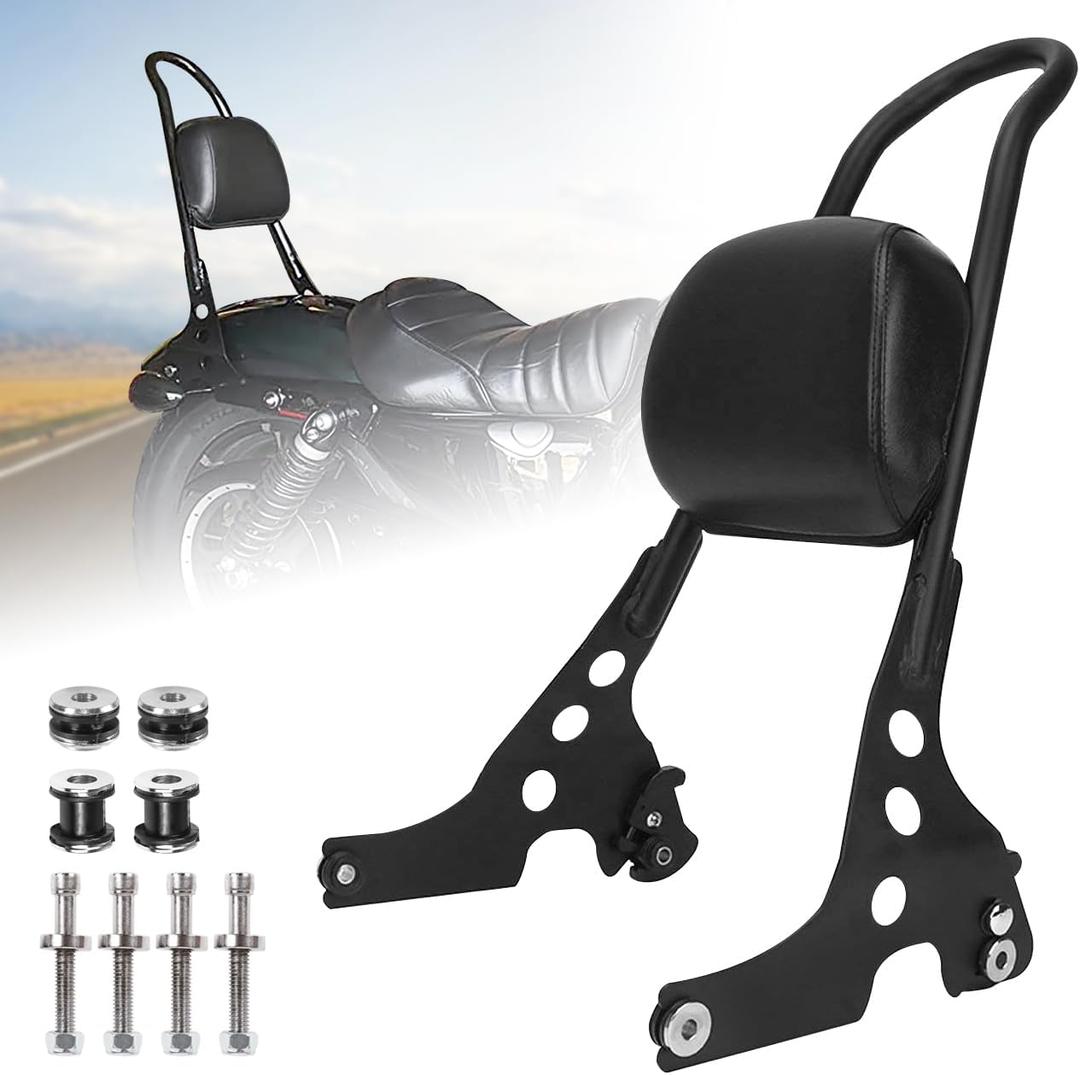 AUFER Detachable Black Passenger Backrest Sissy Bar with Backrest Pad Compatible with for Sportster 1200 883 XL XLH 2004-UP