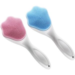 2 x Cat Paw Silicone Face Scrubber, 2-Pack Manual Cleansing and Exfoliating Brush for Pore Care, Blackhead Removal, Gentle Skincare and Makeup Cleaning, Soft Bristles (Pink & Blue)