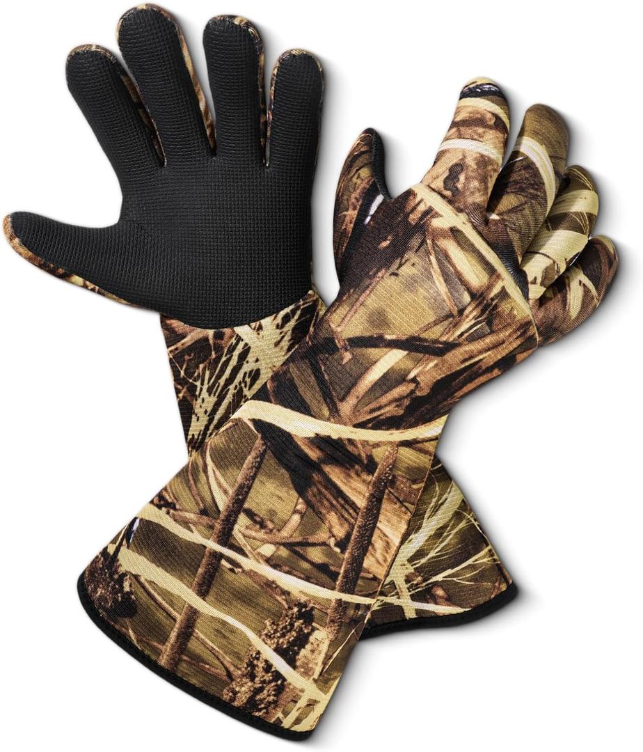 Waterproof Neoprene Duck Hunting & Decoy Gloves  Insulated Blind Gauntlet with Grid Grip, Long Oversized Sleeves for Cold Waterfowl Hunters & Late Season Hunting Gear