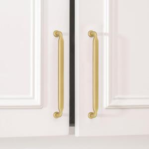 Goldenwarm 10 Pack 7-1/2 Inch Brushed Brass Cabinet Pulls Kitchen Cabinet Handles Gold Drawer Pulls Zinc Alloy Solid Hardware for Bathroom Cupboard Dresser