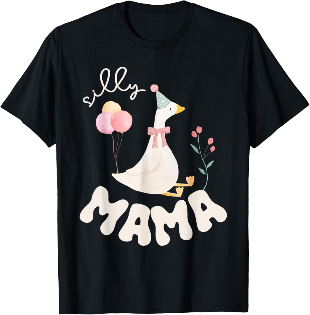 Silly Goose Mom Birthday Family Matching Party T-Shirt, M