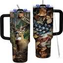 Hunter Gifts for Men Dad Grandpa Husband Boyfriend, Hunting Tumbler with Handle for Men, 40oz Stainless Steel Insulated Tumblers, Hunter's Gift for Birthday Christmas Father's Day