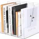 Vertical File Holder, Clear PET Desk Organizer and Storage Bins Holding for Magazines, Binders, Notebooks, Envelopes, Multi-purpose Plastic Document Organizer for Home Office, 4 Pack