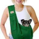 Pet Dog Sling Carrier for 3-10 lbs pet,Dog Purse Pouch,Dog Satchel,Reversible unadjustable Strap Travel Hand-Free Safe Bag Small Puppy Backpack (EmeraldGreen)