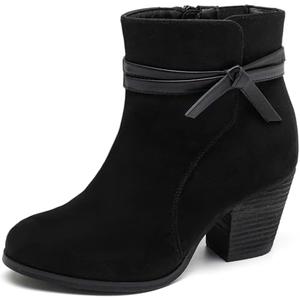 Luoika Women's Wide Width Ankle Boots, Chunky Heel Side Zipper Extra Wide Short Booties. Size 9