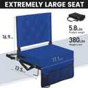 Sheenive Stadium Seats for Bleachers with Back Support, Bleacher Seats with Backs and Cushion Wide, Padded Portable Folding Comfort Stadium Chair with Shoulder Strap, Blue, 2 Pack