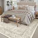 PureCozy Light Brown Area Rug 10x14 Machine Washable Large Vintage Living Room Distressed Non Slip Carpet Traditional Indoor Bedroom Retro Floral Accent Throw Rug for Office Kitchen Dining Room