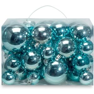 AMS 40ct Christmas Ball Plated Ornaments Tree Collection for Holiday Wedding Party Decoration (40ct Brilliance, Light Blue)