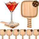 Hushee 6 Pcs Wooden Dinkball Drink Coasters Funny Coasters Set Paddle Shape with Handle Gifts for Women Men Sports Lovers Fans Home Office Bar Party Favors Decorations Accessories (Wood)