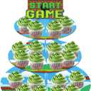 Large 3-Tier Super Brothers Cupcake Stand 12Inch Cardboard Cupcake Tray for Wedding Birthday Baby Shower Super Brothers Birthday Party Supplies