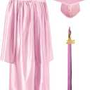 GraduatePro Kindergarten Graduation Cap and Gown Class of 2025 Shiny Set for Preschool Kids Ceremony Gifts 12 Colors (27, Pink)
