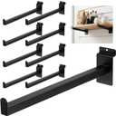 8 Pcs Black Slatwall Shelf Bracket, 12 Inch Metal Slat Wall Shelves Accessories, Heavy Duty Slat Wall Hooks, Slatwall Display Hangers for Storage and Organization