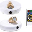 HONWELL LED Spotlight Wireless Accent Lights 2 Pack Battery Powered Warm White Puck Lights with Remote,Under-Cabinet Light Indoor Closet Light with Rotatable Head,Picture Light for Paintings