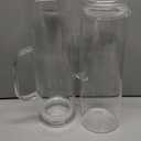 Hsei 2 Sets Glass Pitcher with Lid, 50 oz / 1500 ml Water Carafe with Handles Hot Cold Beverage Water Jar Glass Jug for Tea Juice Milk Coffee Iced Beverage (Glass Lid)