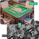 Large Mahjong Mat with Carrying Bag, Anti Slip and Noise Reduction Mahjong Table Mat for Poker, Card, Board & Tile Games 31.5 x 31.5 Inches (Green)