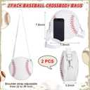 2 Pack Baseball Mom Gifts Purses Women Crossbody Bags Canvas Round Shoulder Adjustable Strap Baseball Essentials for Team Mom Birthday Gifts Mother Wife Sports Lovers Daily Use