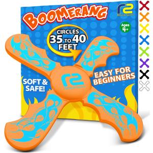 Boomerang for Kids - Easter Gifts for Boys & Girls All Ages - Best Easter Basket Stuffers & Fun Kid Gift Ideas - Outdoor Toys - Fun Children Birthday Party Favors - Valentines Day Gifts For Kids (Orange)