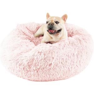 Himax Dog Bed for Medium Dogs, Pink Dogs Beds with Blanket Attached, Calming Anti-Anxiety Fluffy Dog Bed Washable (20"/26"/35")