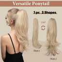 Clip in Ponytail Extension Light Blonde 18 Inch Pony Tails Hair Extensions for Women Long Straight Curly Tail Ponytail Hair piece Synthetic Fake Versatile Pony