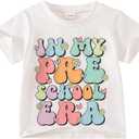Toddler Girl Summer Clothes First Day of School Outfits in My Pre School Era Shirt, Size 18-24M, White