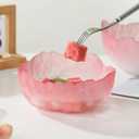 Glass Salad Bowl Irregular Lotus Flower Shape Serving Bowls, Mixing Nut Bowls for Kitchen Fruist, Snack, Dessert, and Ice Cream Candy Dishes (Crystal Gradient Pink, Medium)